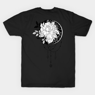 Wonderful moon with flower, lineart T-Shirt